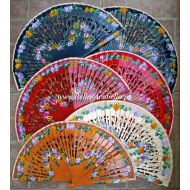 wachlarz hiszpański OGRÓD z winogronami 23 cm - wachlarze8001_azurkowe_2str_malowane_ogrod_z_winogronami_23cm.jpg